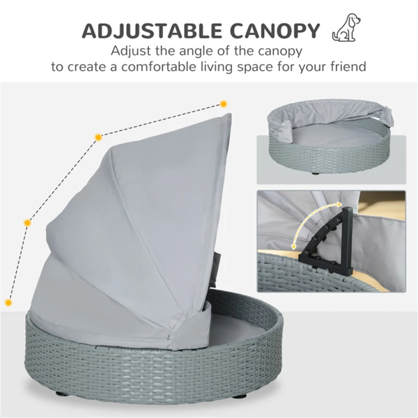 Grey Dog Bed,Elevated Pet Sofa with Foldable Canopy