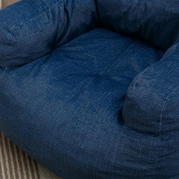 010-Soft Velvet Fabric Bean Bag Chair Filled With Memory Sponge,Blue