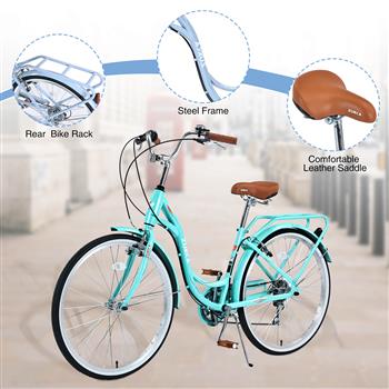 7 Speed, Steel Frame, Multiple Colors 26 Inch Ladies Bicycle