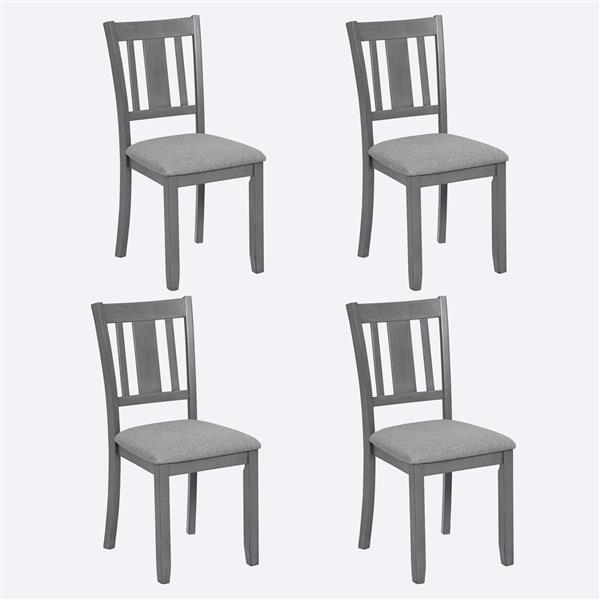 Wooden Dining Chairs Set of 4, Kitchen Chair with Padded Seat, Upholstered Side Chair for Dining Room, Living Room, Gray