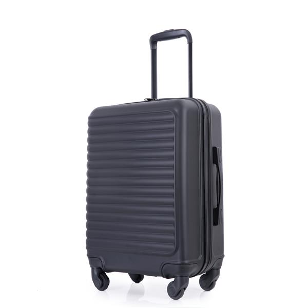 20" Carry on Luggage Lightweight Suitcase, Spinner Wheels, Black