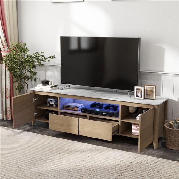 70 Inches Modern TV stand with LED Lights Entertainment Center TV cabinet with Storage for Up to 75 inch for Gaming Living Room Bedroom