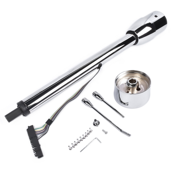 30" Chrome Tilt Street Rod Floor Shift Steering Column with Wheel Adapter No Key