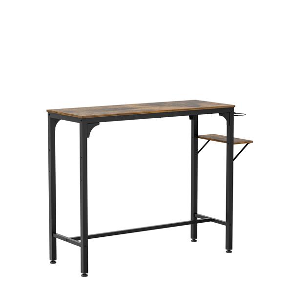 Wood Top Metal Base side table  Industrial Bar Table with two chair--Adjustable table base Bistro Whiskey Pub Table,47.44"W x 15.75"D x 35.43"H