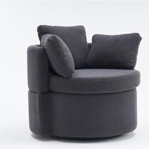 Fabric Swivel And Storage Chair With Back Cushion For Living Room,Dark Gray