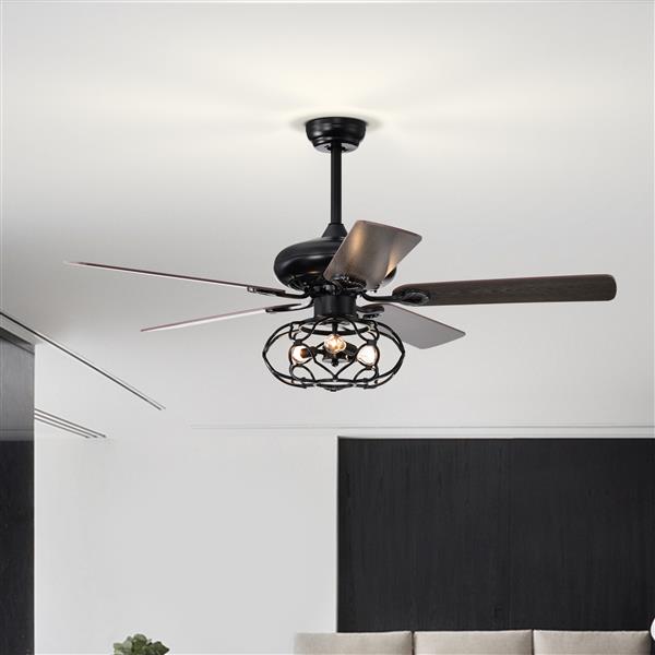 Low Profile Ceiling Fan with Lights(no include bulb),Blade Dark Wood  52-inch Ceiling Fan (Optional Remote&2 Color Option Blades)