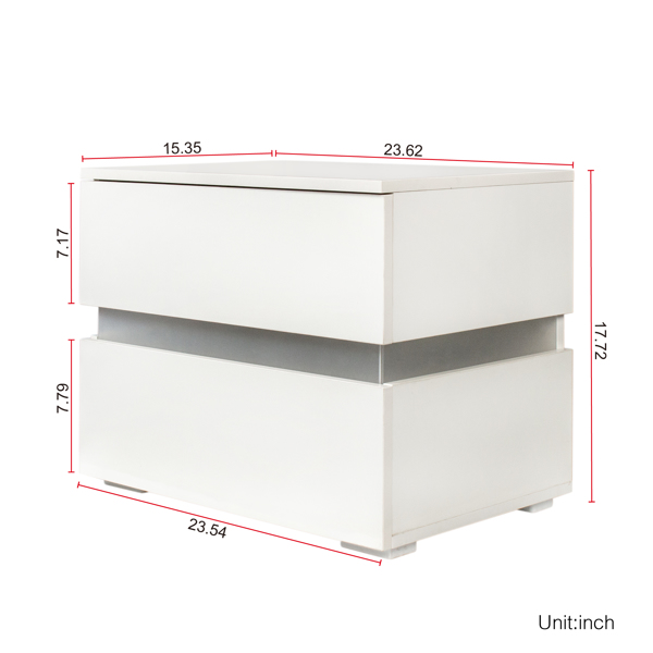 RGB LED Double Side Cabinet Bedside Table White