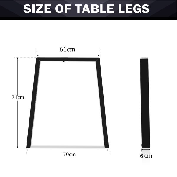 Metal Table Legs , 71cm Table Frame U Shape, Legs for Furniture DIY, for Dining Tables, Conference Table, Coffee Table, Two-Piece, Assembly Required