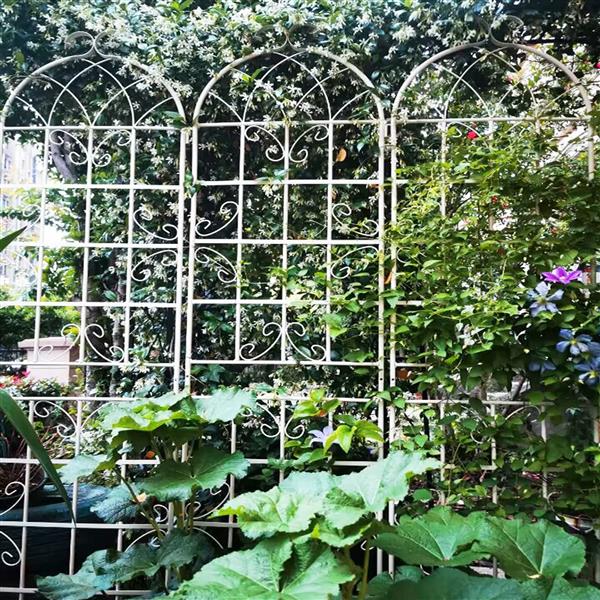 2 Pack Metal Garden Trellis 86.7" x 19.7" Rustproof Trellis for Climbing Plants Outdoor Flower Support Cream White