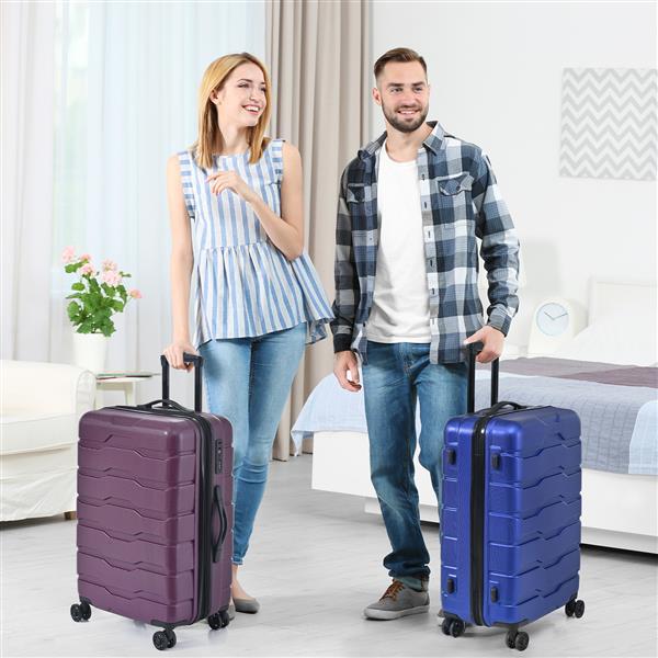 Luggage Sets ABS+PC Hardshell 3pcs Clearance Luggage Hardside Lightweight Durable Suitcase sets Spinner Wheels Suitcase with TSA Lock (20/24/28), BLUE