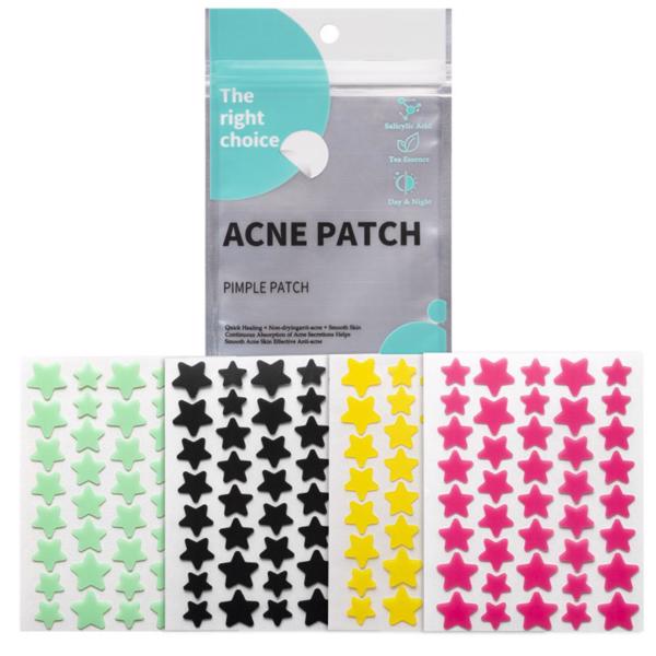 Pimple Patches for Face, Hydrocolloid Acne Patches Cute Star Pimple Patches for Healing, Cute Face Stickers, Zit Patch, Salicylic Acid & Tea Tree 3 Sizes,160 pcs Green&Black(No Shipment on Weekends)