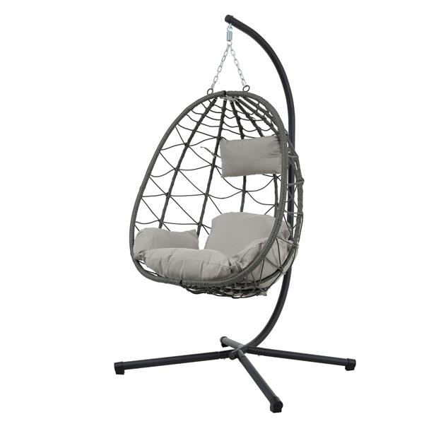 Egg Chair with Stand Indoor Outdoor Swing Chair Patio Wicker Hanging Egg Chair Hanging Basket Chair with Stand for Bedroom Living Room Balcony