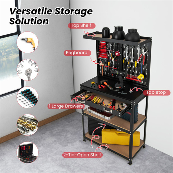 Garage workbench with drawer tool table