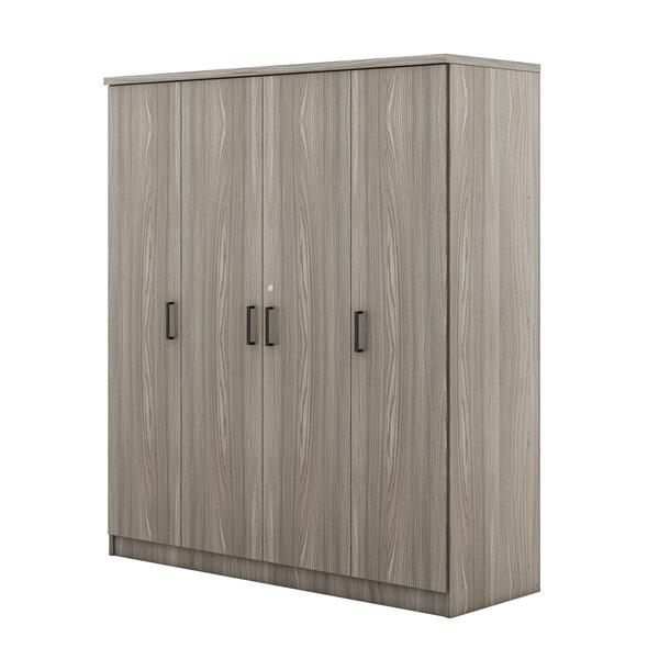 4-Door Wardrobe with 1 Drawer, Gray