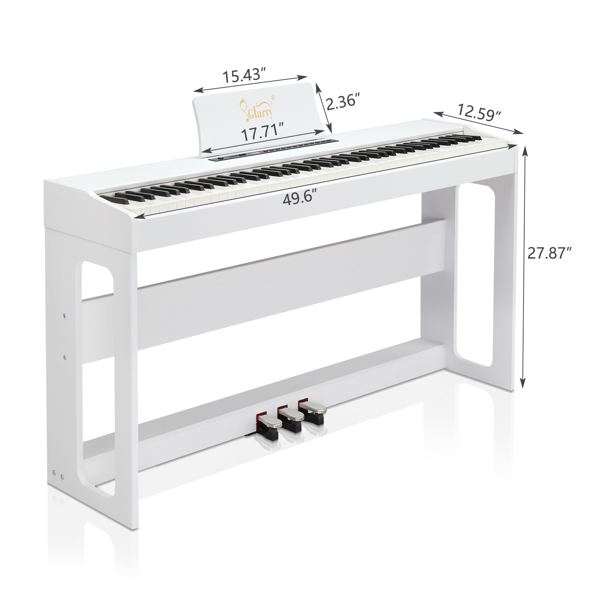 [Do Not Sell on Amazon] Glarry GDP-104 88 Keys Full Weighted Keyboards Digital Piano with Furniture Stand, Power Adapter, Triple Pedals, Headphone, for All Experience Levels White--Replace34914483