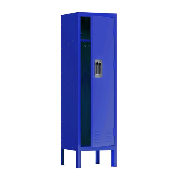 1 Door Tall Single Metal Locker-Retro Style Storage Cabinet--Industrial Furniture--For Living Room/Bedroom/Storage Room/Gym/School--Blue