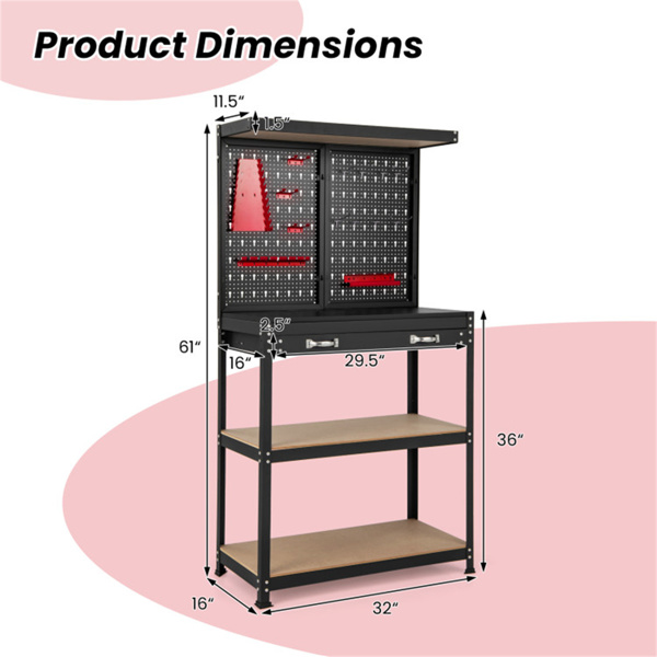 Garage workbench with drawer tool table