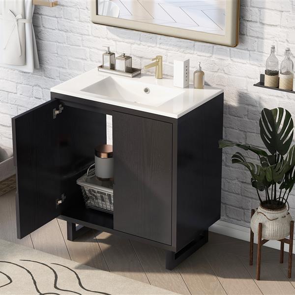 30" Bathroom vanity Set with Sink, Combo Cabinet, Bathroom Storage Cabinet, Solid Wood Frame