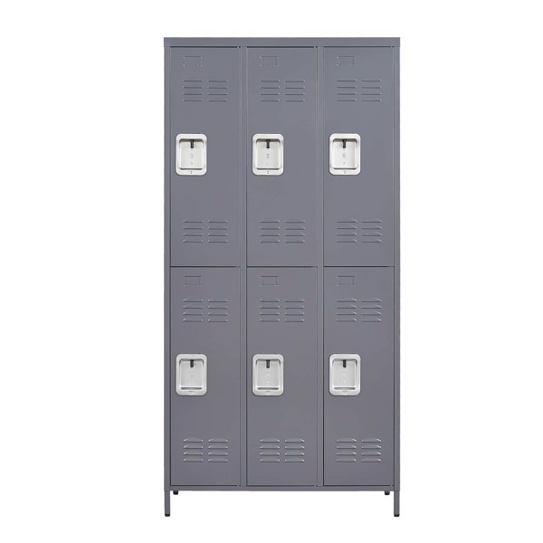 6 Door 72"H Metal Lockers With Lock for Employees,Storage Locker Cabinet for Home Gym Office School Garage,Gray