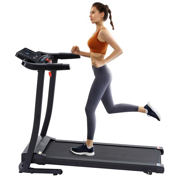 Treadmill - 2.5 HP folding treadmill, easy to move, with 3-speed incline adjustment and 12 preset programs, 3 countdown modes, heart rate, Bluetooth, etc., suitable for home and gym use