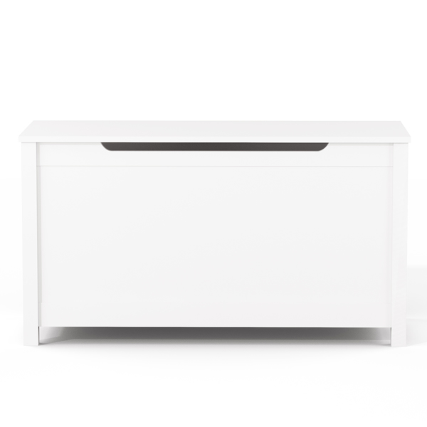 Wooden storage case with safety hinge cover-white