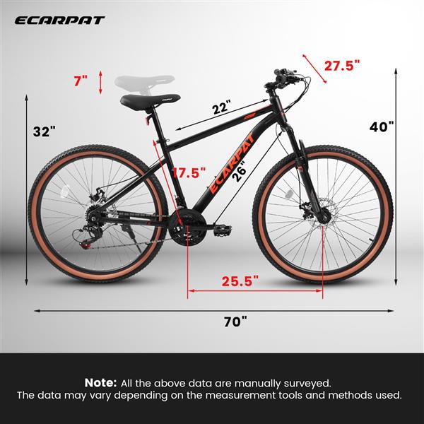 Mountain Bike 27.5 Inch Wheel, 21-Speed Disc Brakes Trigger Shifter, Carbon Steel Frame Mens Womens Trail Commuter City Snow Beach Mountain Bikes Bicycles