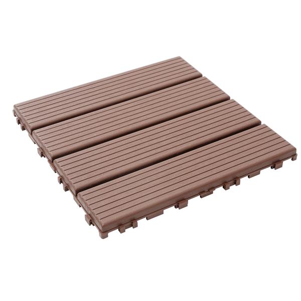 Plastic Interlocking Deck Tiles,44 Pack Patio Deck Tiles,12"x12" Square Waterproof Outdoor All Weather Use, Patio Decking Tiles for Poolside Balcony Backyard, Brown