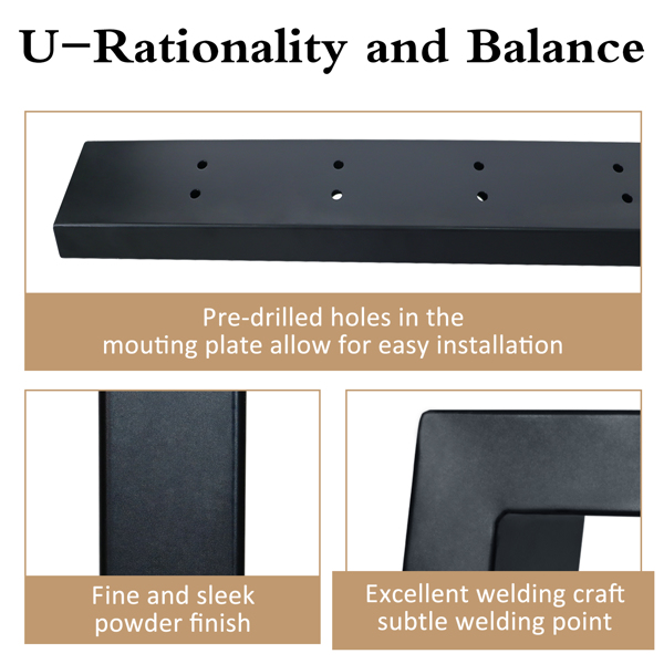 Metal Table Legs , 76cm Table Frame U Shape, Legs for Furniture DIY, for Dining Tables, Conference Table, Coffee Table, Two-Piece