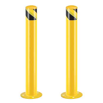 Safety Bollard Post, 42 Inch Height Steel Bollards, 3.5 Inch Diameter Parking Bollard, Yellow Powder Coated Safety Parking Barrier Post, for Traffic Sensitive Areas, 30PCS 