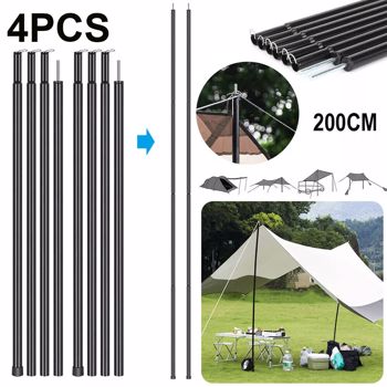 4PCS 200CM Adjustable Portable Telescopic Iron Tent Poles Awning Camping Pole UK