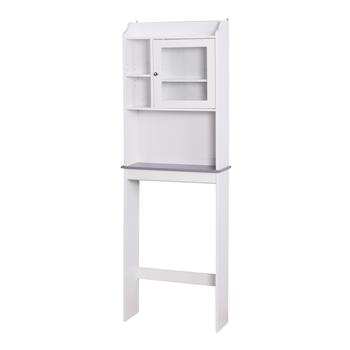 Modern Over The Toilet Space Saver Organization Wood Storage Cabinet for Home, Bathroom -White