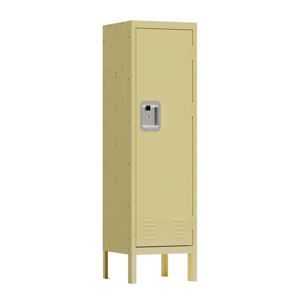 1 Door Tall Single Metal Locker-Retro Style Storage Cabinet--Industrial Furniture--For Living Room/Bedroom/Storage Room/Gym/School--Yellow