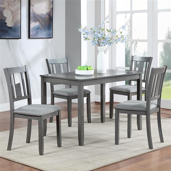 Wooden Dining Chairs Set of 4, Kitchen Chair with Padded Seat, Upholstered Side Chair for Dining Room, Living Room, Gray