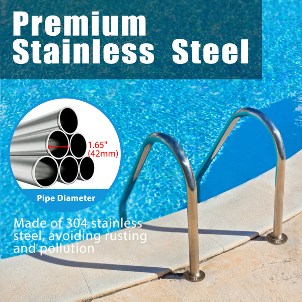 5 Step Swimming Pool Ladder, Stainless Steel Pool Steps for Inground Pools, Pool Stairs with Anti-Slip Plastic Pads, Easy to Assembly and Climb (InGround 5 Step Ladder)