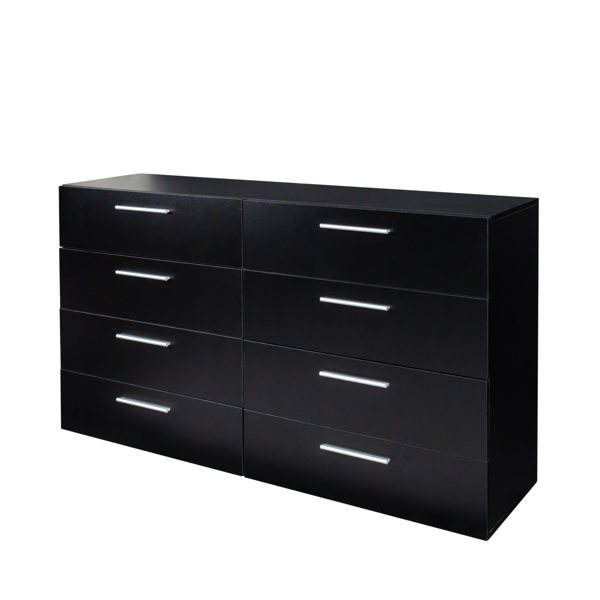 FCH 8 Drawer Double Dresser for Bedroom, Wide Storage Cabinet for Living Room Home Entryway, Black