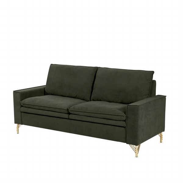 Green, Velvet Cloth Indoor Double Sofa With Metal Feet, 78.54"*31.69"*38.18"