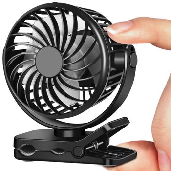 2 pcs 2.7 Inch Small Fan for Kids, Tiny Fan Clip on Backpack, Umbrella, Neck, USB & Battery Operated Portable Fan for Personal Outdoor Cooling, 4.2 Oz Light Weight for Kids and Women (Ship from FBA)
