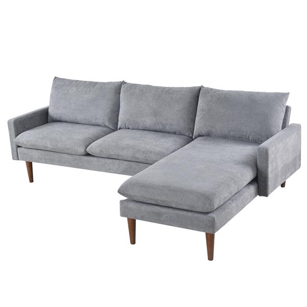 L-Shaped Sofa with Padded Cashmere: Multi-functional Design, Modern Luxury Appearance - Ideal for Living Rooms, Apartments - Easy Assembly & Maintenance,Grey