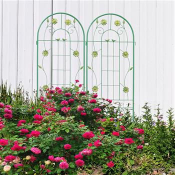 2 Pack Metal Garden Trellis 71\\" x 19.7\\" Rustproof Trellis for Climbing Plants Outdoor Flower Support Green