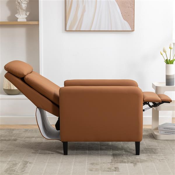 Modern Artistic Color Design Adjustable Recliner Chair PU Leather for Living Room Bedroom Home Theater, Burnt Orange