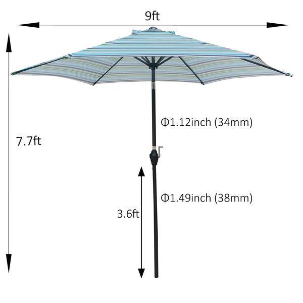 9FT UMBRELLA Blue Stripes