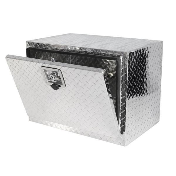 24 Inch Aluminum Stripes Plated Tool Box Pick Up Truck Bed RV Trailer Toolbox Waterproof Square Storage Organizer with Lock and Keys 24"(24.2"×17.1"×17.9")