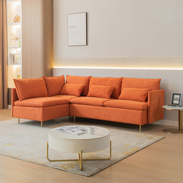 90.9"Modular L-shaped corner sofa, movable chaise facing left/right,  cotton-linen,livingroom,bedroom.