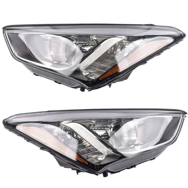 Halogen Headlight Headlamp Front Left & Right for Hyundai Santa Fe 2013-2016