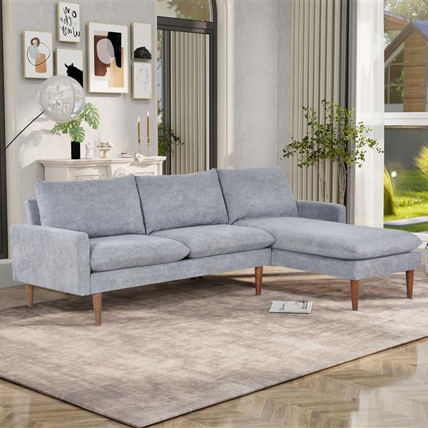 L-Shaped Sofa with Padded Cashmere: Multi-functional Design, Modern Luxury Appearance - Ideal for Living Rooms, Apartments - Easy Assembly & Maintenance,Grey