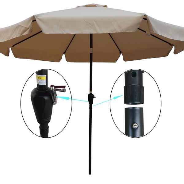 10 ft Patio Umbrella Market Table Round Umbrella Outdoor Garden with Crank and Push Button Tilt for Garden Deck Backyard Pool Shade Outside