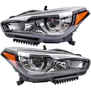 Pair Front Headlight Headlamp Assembly Non AFS Full LED For Infiniti Q70 Sedan 2015-2019 Driver+Passenger Side 260604AP0A 260604AP0B 260104AP0A 260104AP0B