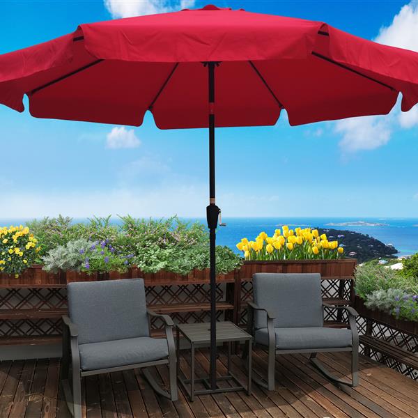 10ft Patio Umbrella Market  Round Umbrella Outdoor Garden  Umbrellas with Crank and Push Button Tilt for Garden Backyard Pool Shade Outside