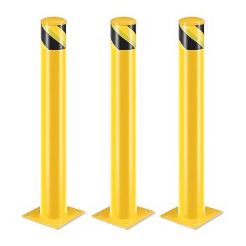 Safety Bollard Post, 48 Inch Height Steel Bollards, 4.5 Inch Diameter Parking Bollard, Yellow Powder Coated Safety Parking Barrier Post, for Traffic Sensitive Areas,3P