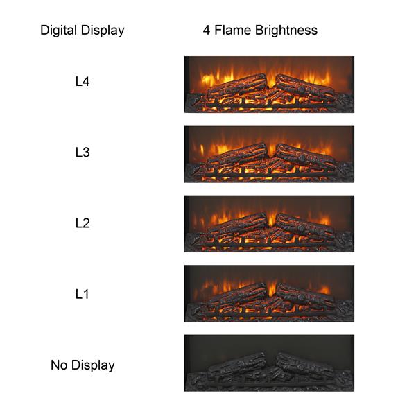 26 inch electric fireplace insert, ultra thin heater with log set & realistic flame, remote control with timer, overheating protection